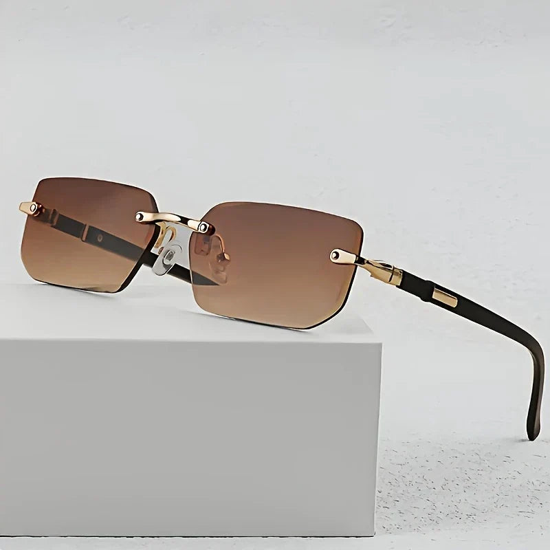 Trendy Rimless Cut Edge Rectangle luxury sunglasses πΆοΈ A014