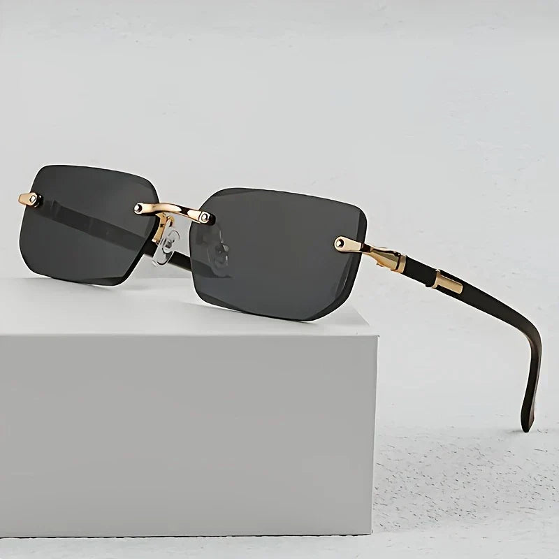 Trendy Rimless Cut Edge Rectangle luxury sunglasses 🕶️ A014
