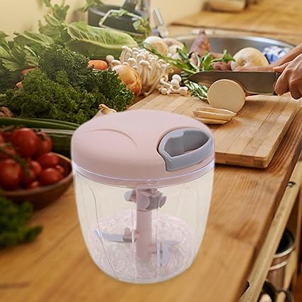 Multifunction 5 Blade Grinder Chopper Hand Pull Speedy Manual Food Chopper | Hand Pull String | Vegetable Cutter/ Mincer / Mixer / Blender / Shredder To Chop Fruits Meat Onions/nuts/ginger/herbs/garlics (random Color)