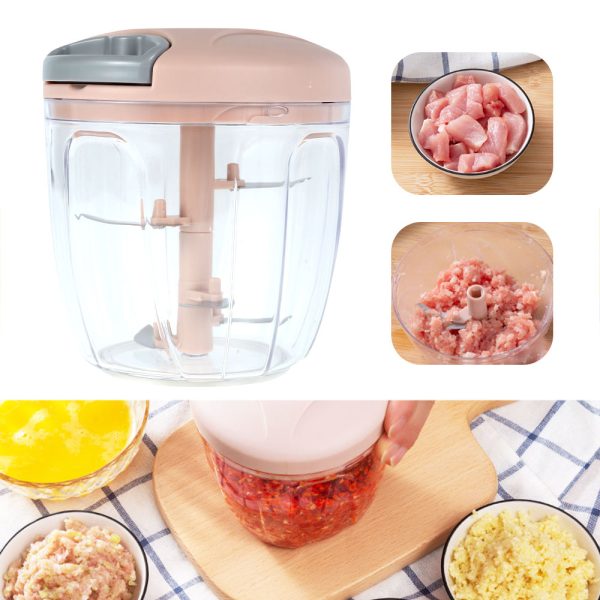 Multifunction 5 Blade Grinder Chopper Hand Pull Speedy Manual Food Chopper | Hand Pull String | Vegetable Cutter/ Mincer / Mixer / Blender / Shredder To Chop Fruits Meat Onions/nuts/ginger/herbs/garlics (random Color)