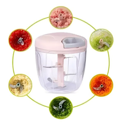 Multifunction 5 Blade Grinder Chopper Hand Pull Speedy Manual Food Chopper | Hand Pull String | Vegetable Cutter/ Mincer / Mixer / Blender / Shredder To Chop Fruits Meat Onions/nuts/ginger/herbs/garlics (random Color)